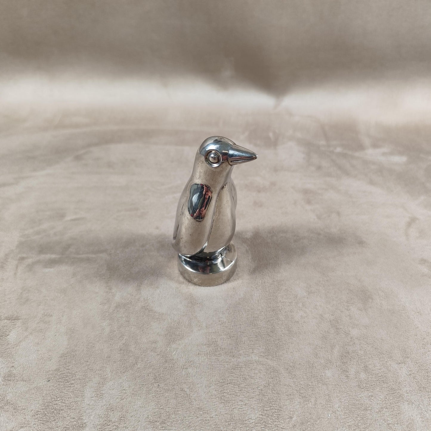 Décapsuleur Ouvre Bouteille en forme de Pingouin en Métal Argenté Made in France Vintage 1970