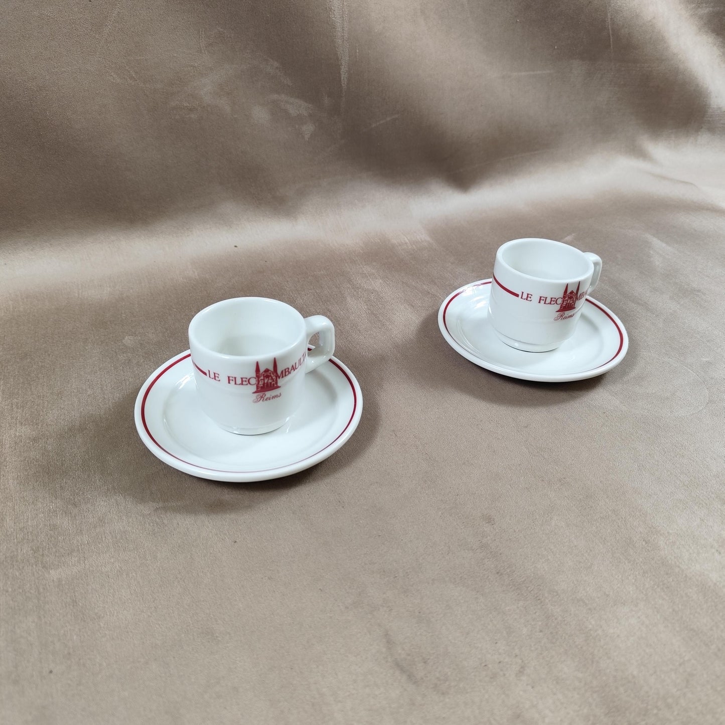 Lot de 2 tasses Flechambault Restaurant Reims Made in France Vintage 1970
