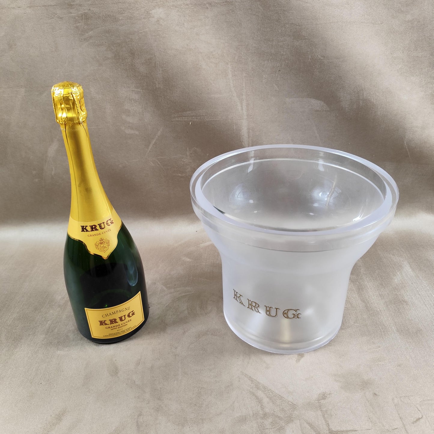 RARE Seau à Champagne KRUG en Plexiglas vintage Made in France 1980