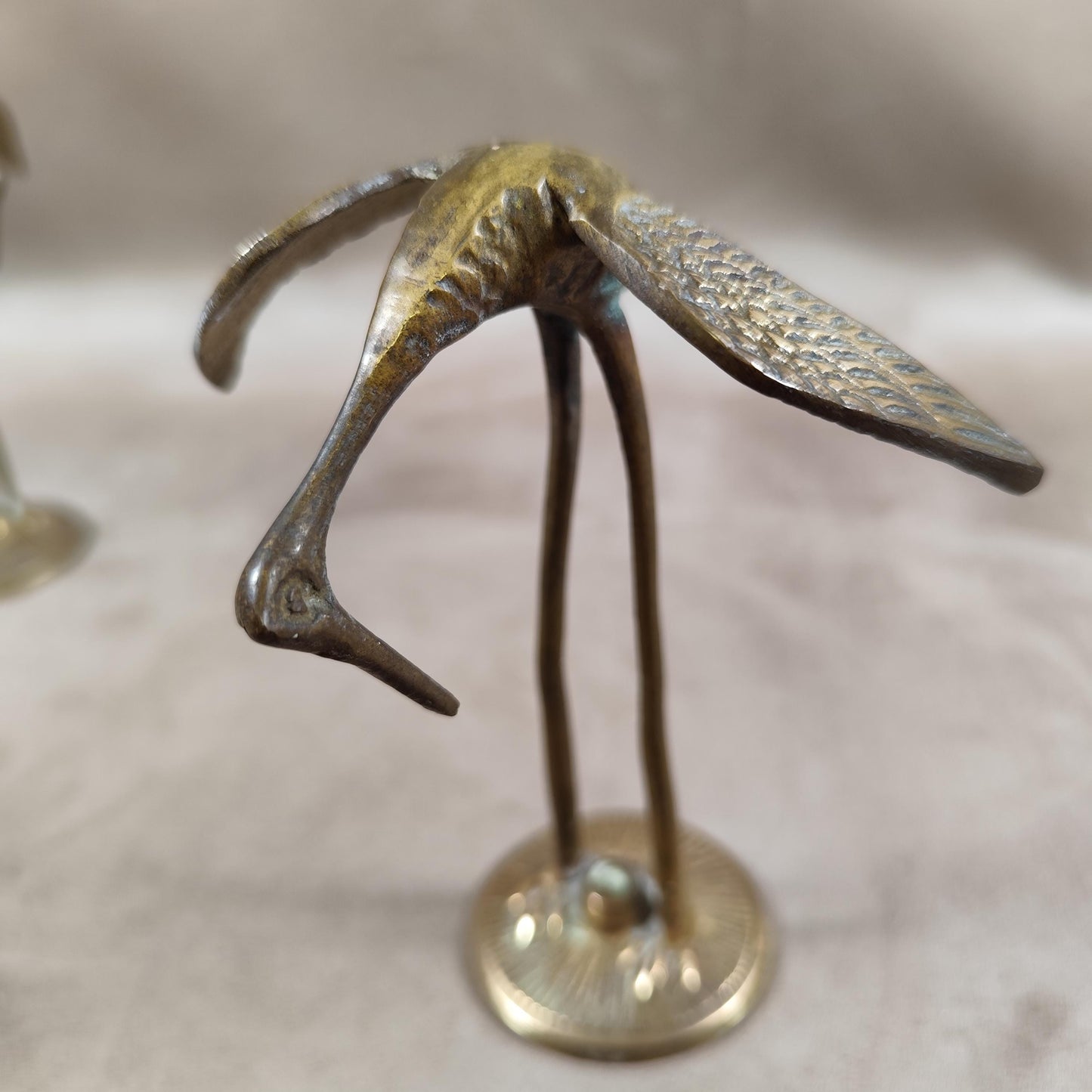 Lot de 2 figurines d'oiseaux en laiton Made in France Vintage 1970