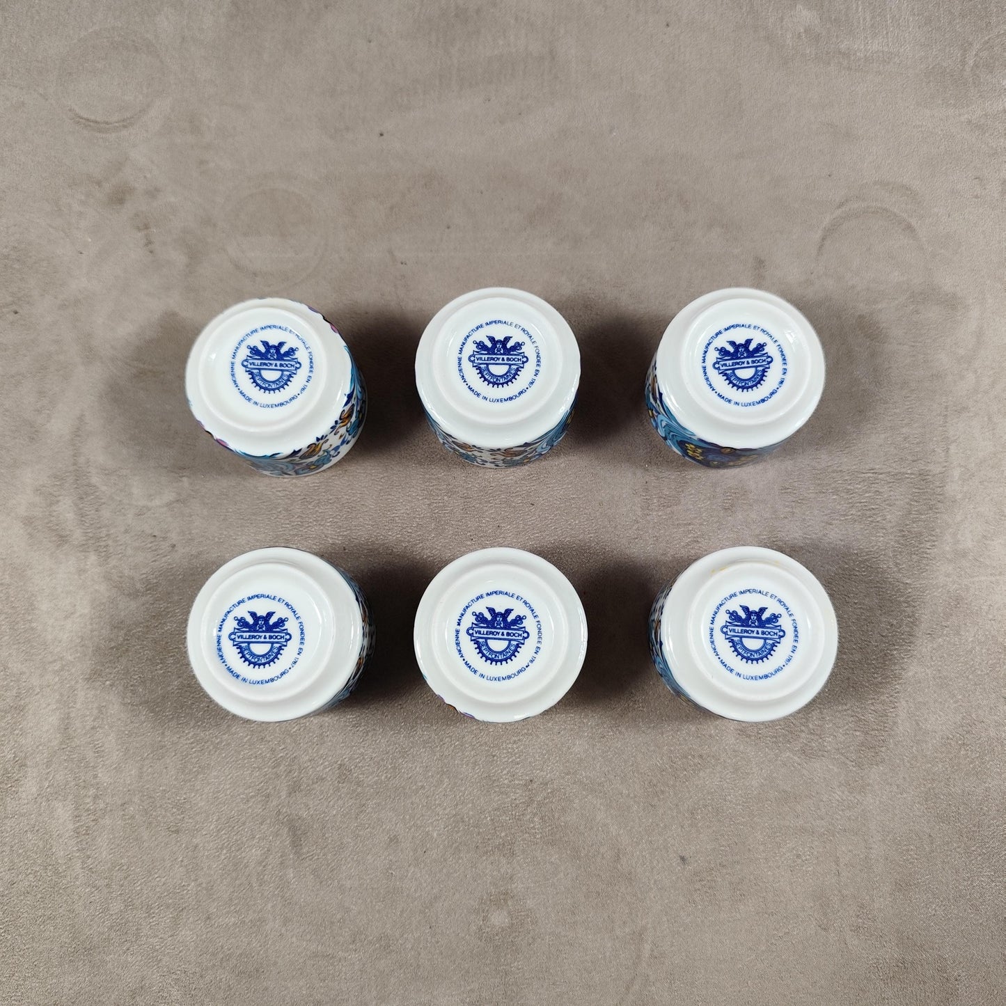 Lot de 6 coquetiers Villeroy & Boch modèle Izmir en faience vintage Made in Luxembourg 1980