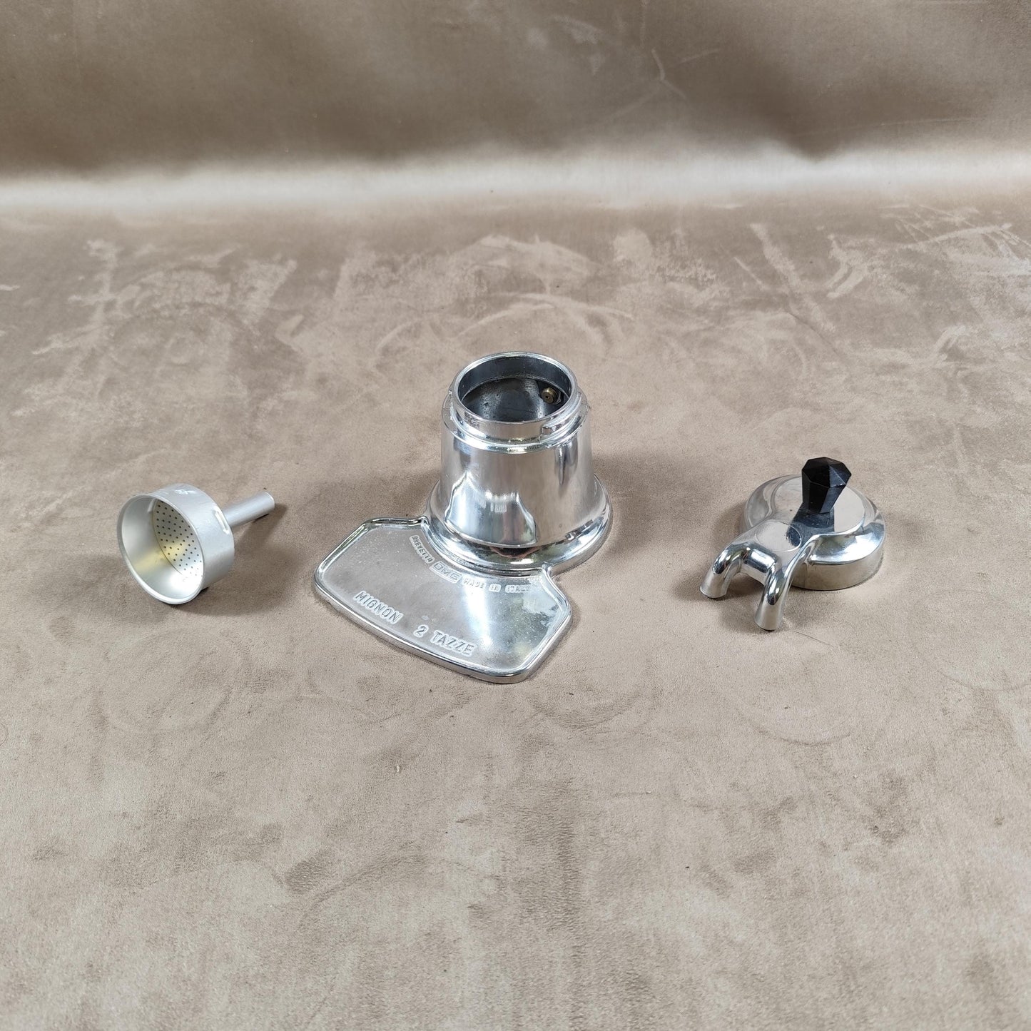 Cafetière italienne de voyage MIGNON Bialetti 2 personnes en acier Made in Italy Vintage 1970