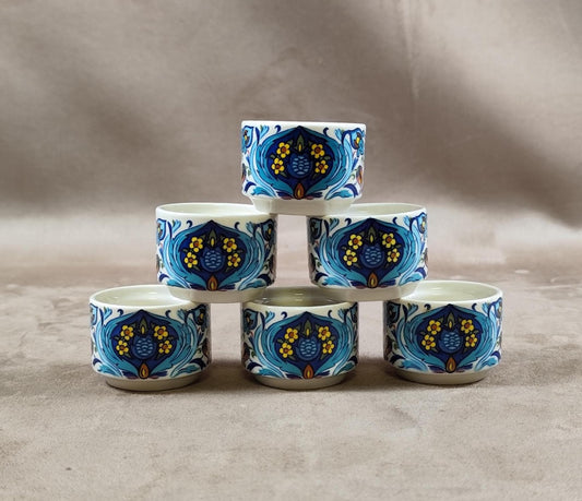 Lot de 6 coquetiers Villeroy & Boch modèle Izmir en faience vintage Made in Luxembourg 1980