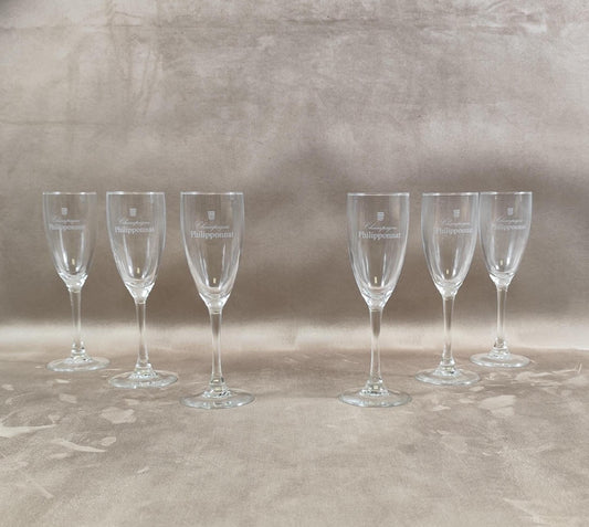 Lot de 6 Flûtes Champagne Philipponnat Made in France Vintage 1970