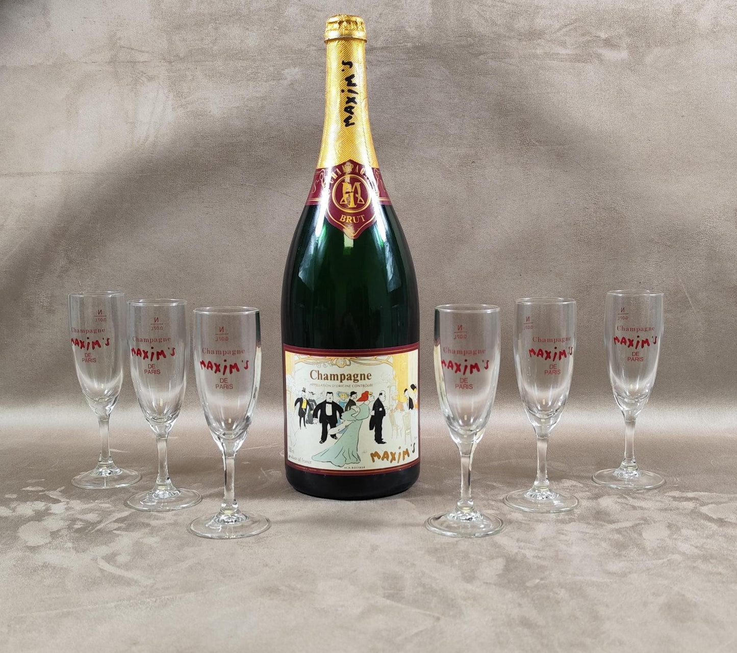 Lot de 6 flûtes à Champagne Maxim's de Paris Made in France Vintage 1990