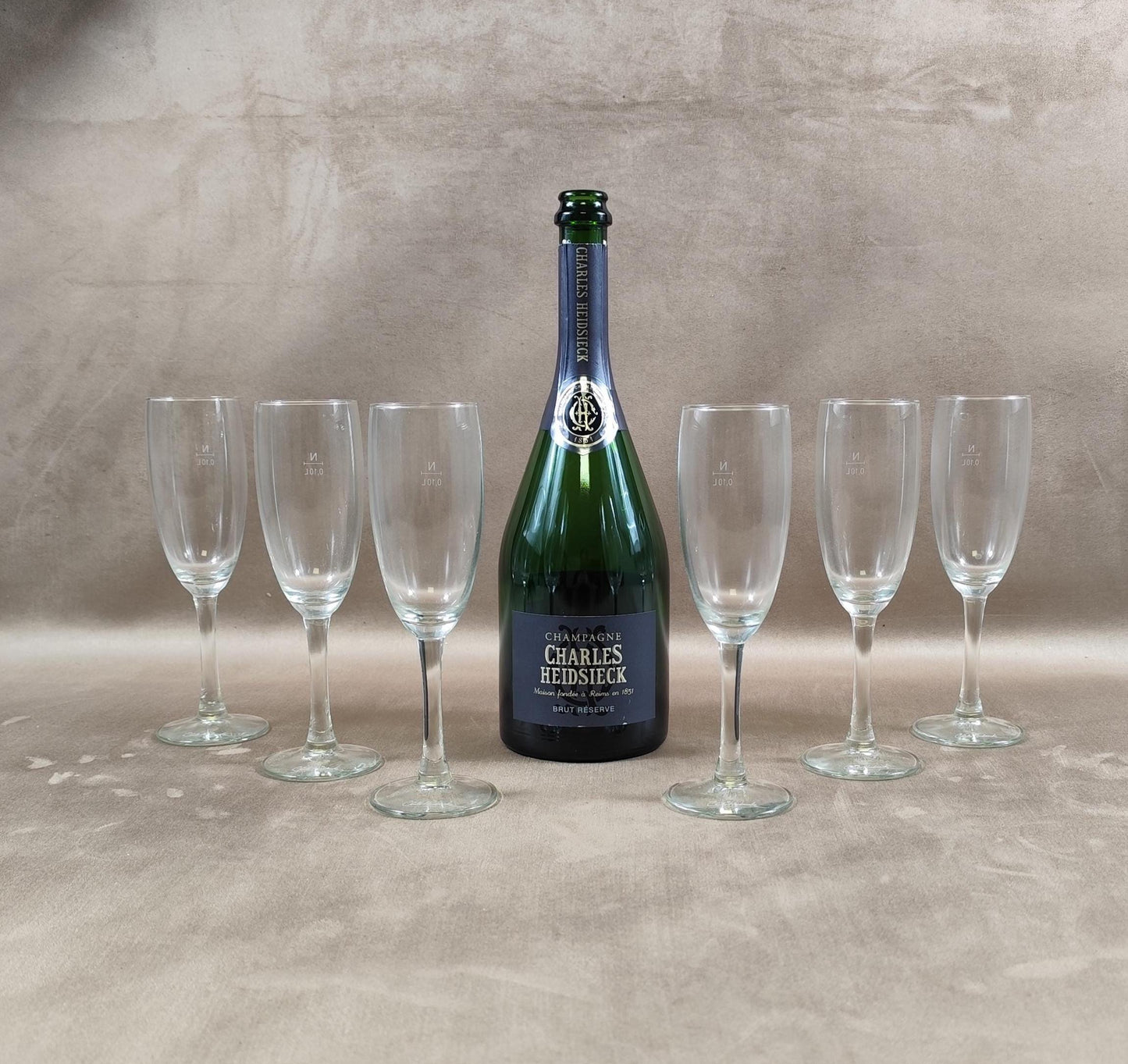 Lot de 6 flutes à champagne Charles Heidsieck Made in France Vintage 1980