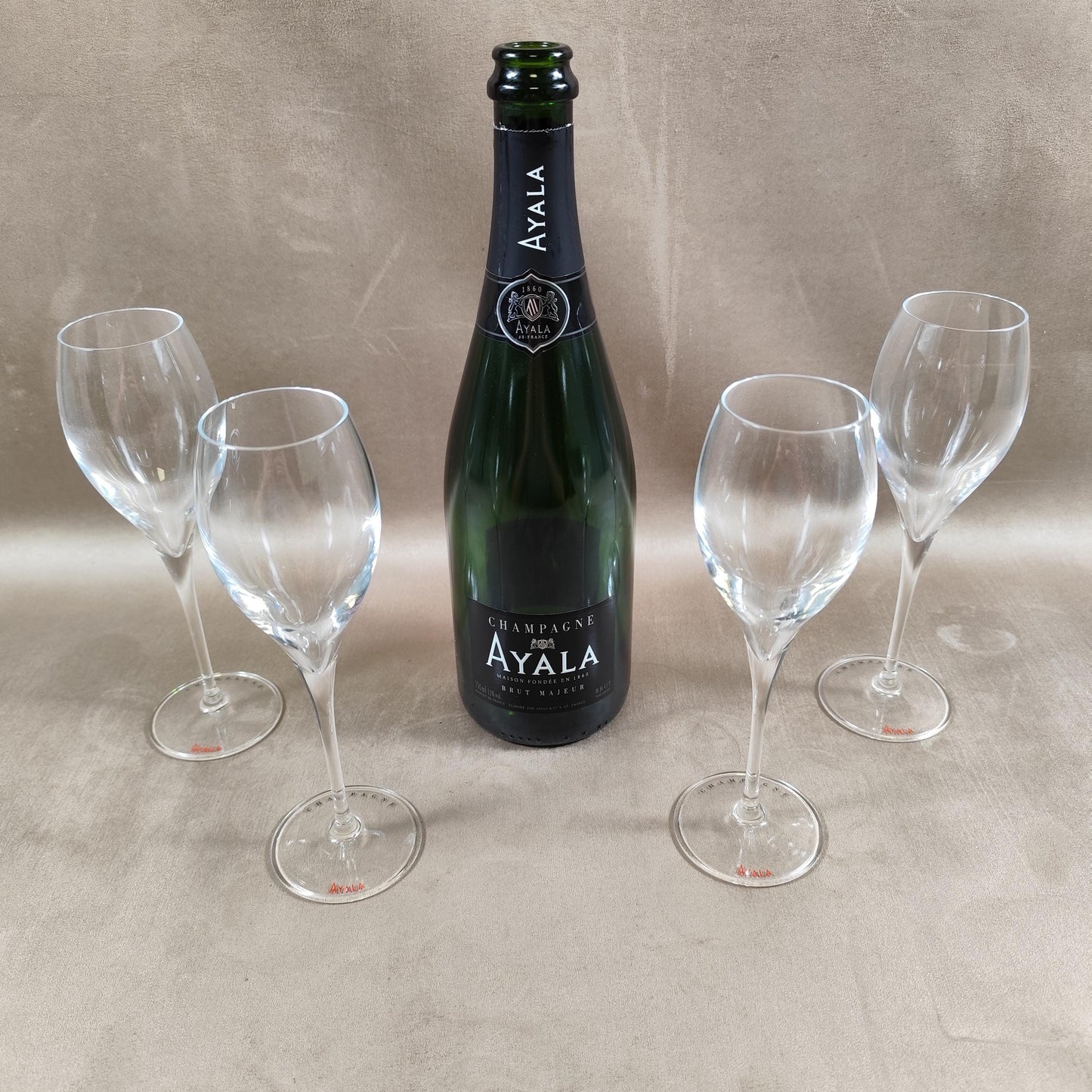 Lot de 4 Flûtes pour Champagne Ayala en cristal Made in France Vintage 1980