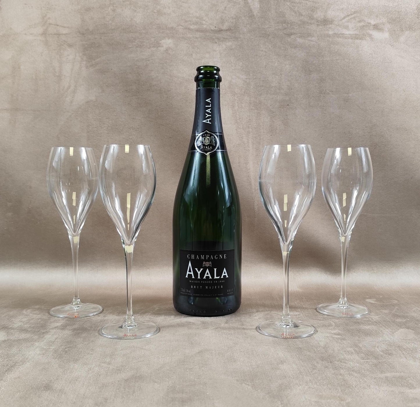 Lot de 4 Flûtes pour Champagne Ayala en cristal Made in France Vintage 1980