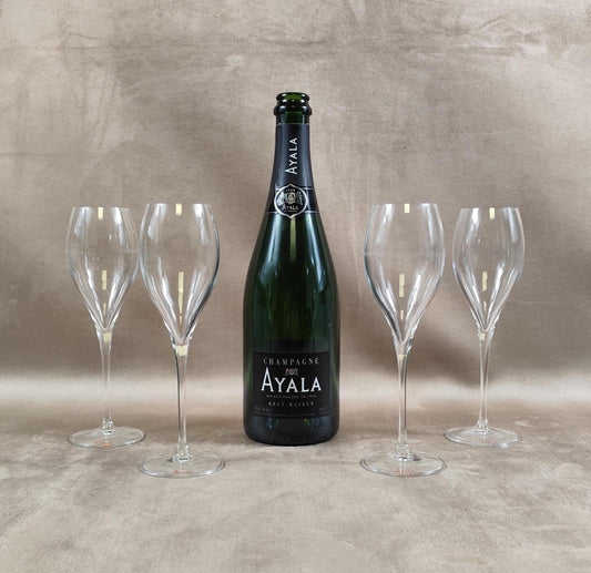 Lot de 4 Flûtes pour Champagne Ayala en cristal Made in France Vintage 1980