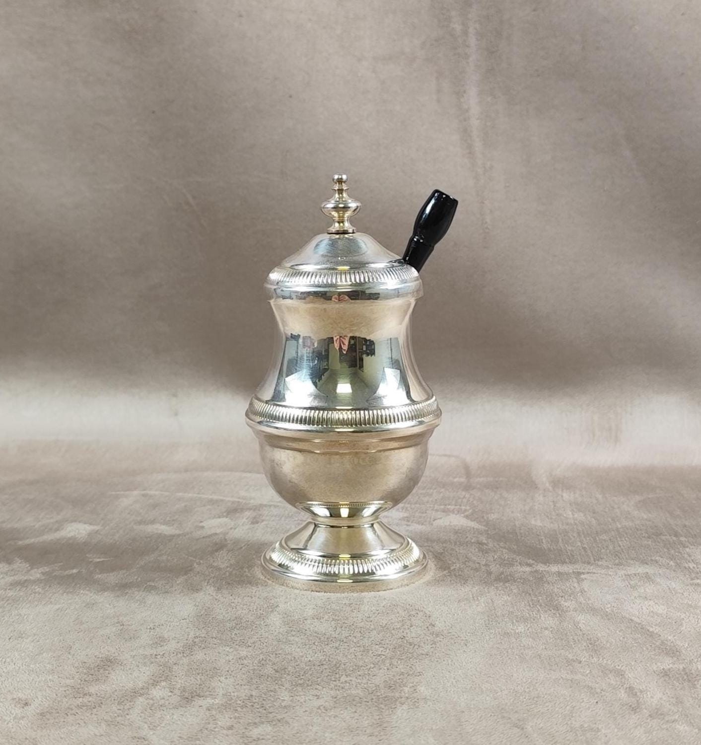 Moutardier en Métal Argenté avec Poinçon d'Orfèvre Made in France Vintage 1960