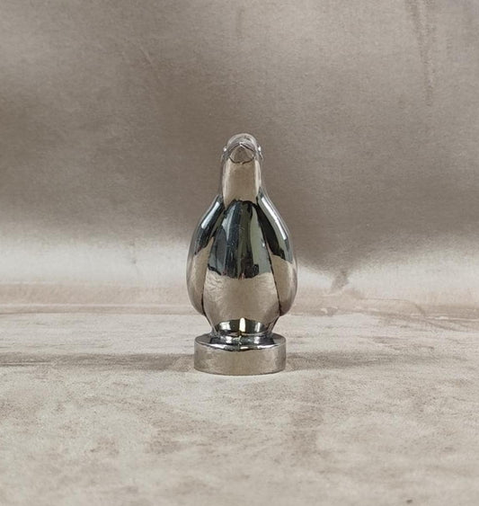 Décapsuleur Ouvre Bouteille en forme de Pingouin en Métal Argenté Made in France Vintage 1970