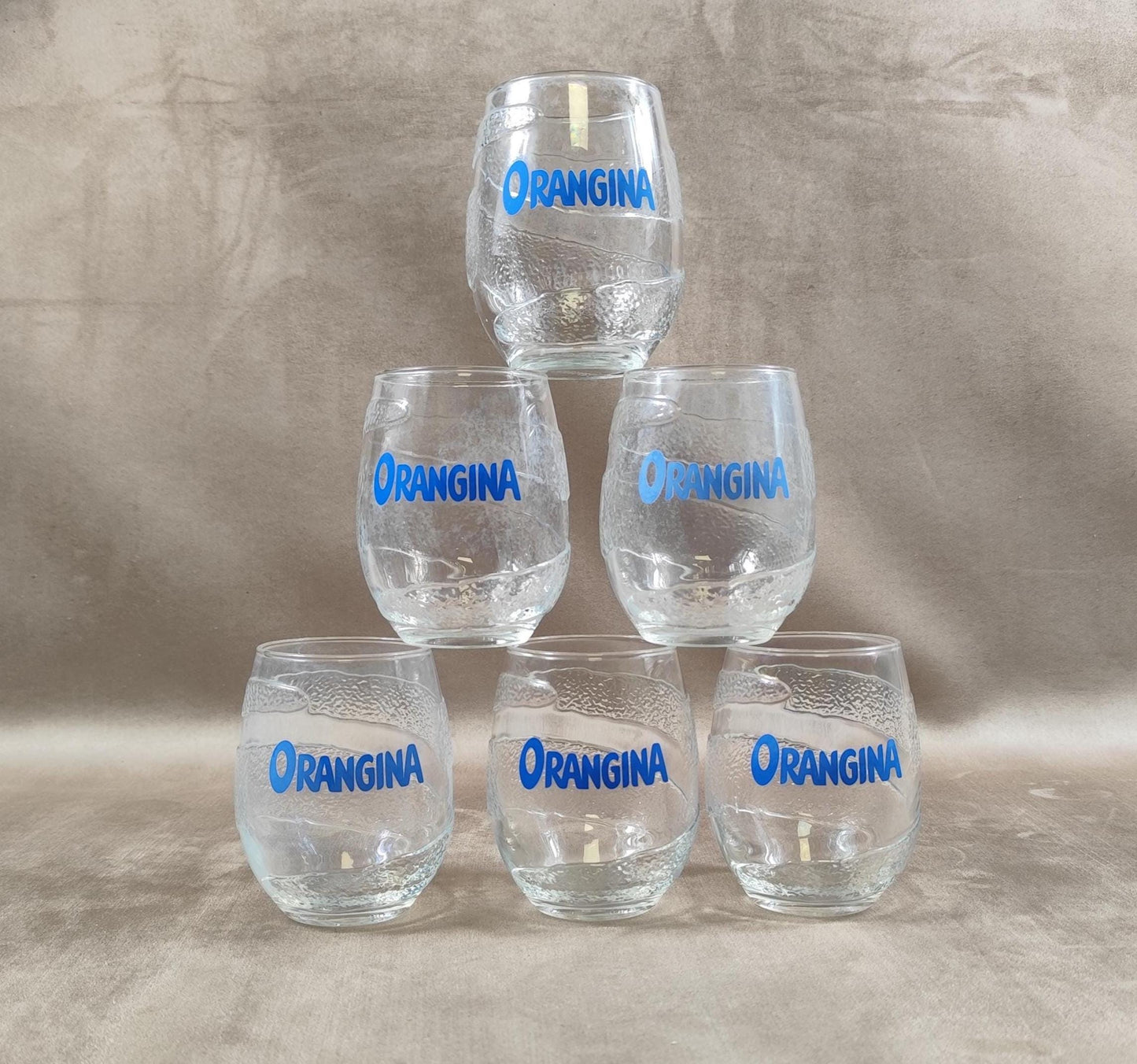 Lot de 6 verres à Orangina en verre Made in France Vintage 1980