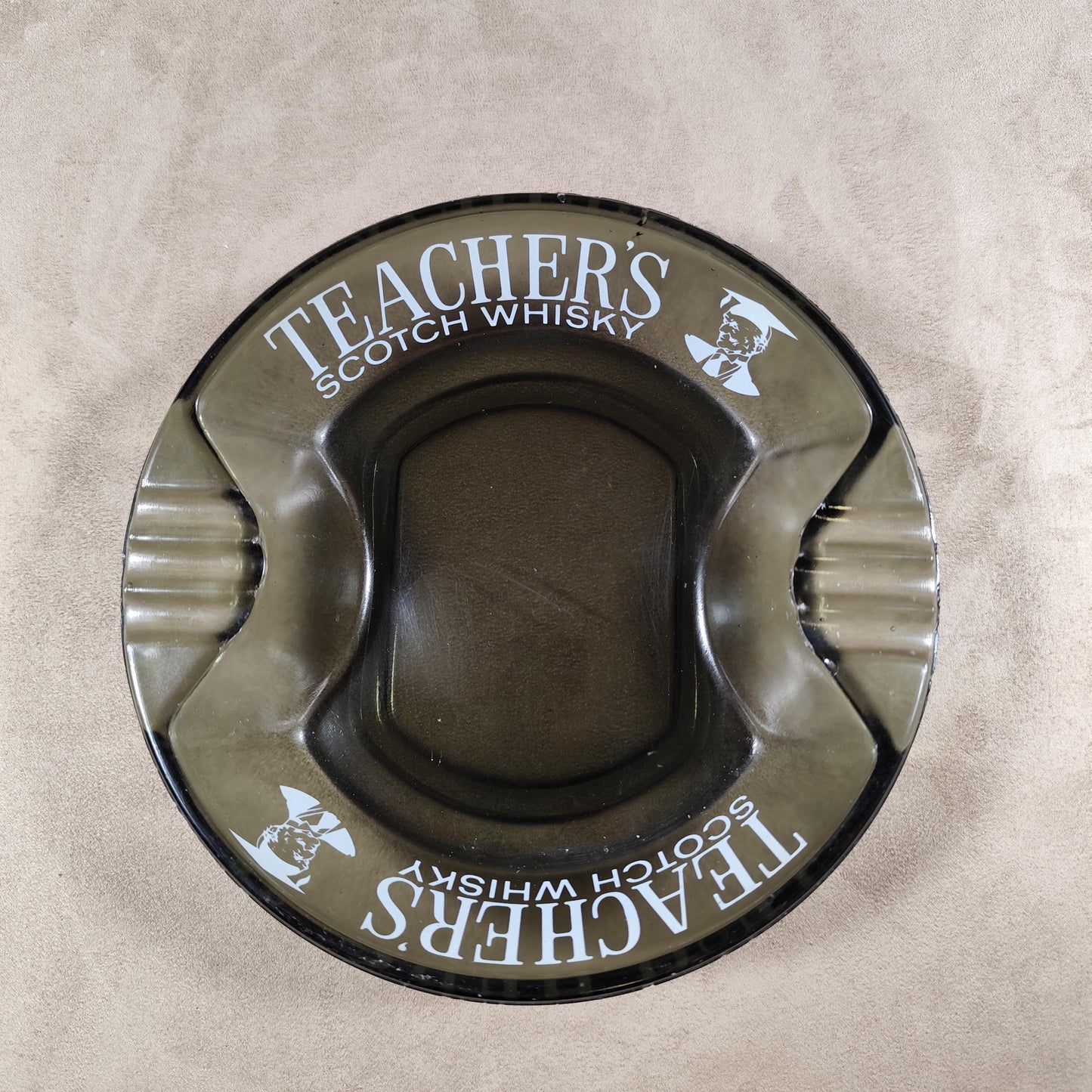Cendrier XXL publicitaire Teacher's Scotch Whisky en verre Made in France Vintage 1970