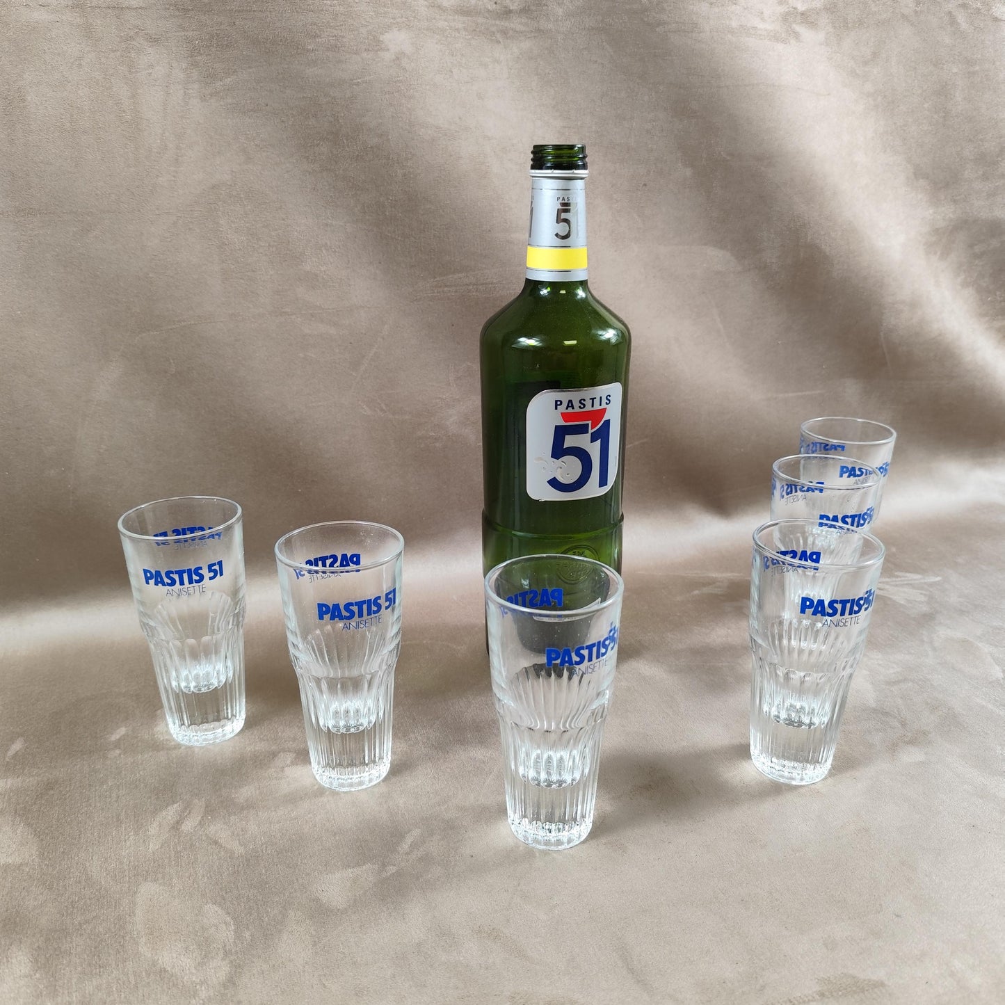 Lot de 6 verres Pastis 51 Anisette Made in France Vintage 1970