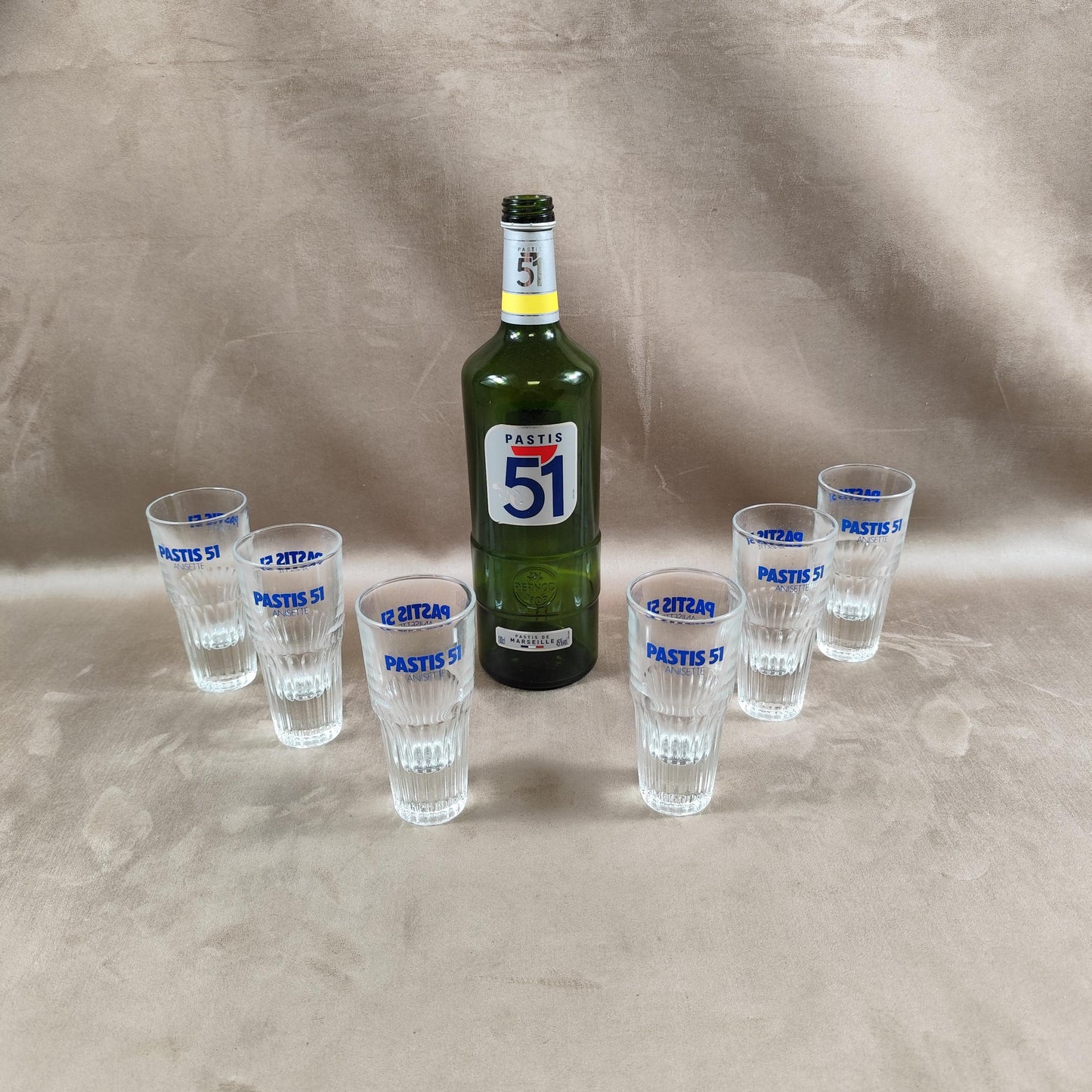 Lot de 6 verres Pastis 51 Anisette Made in France Vintage 1970