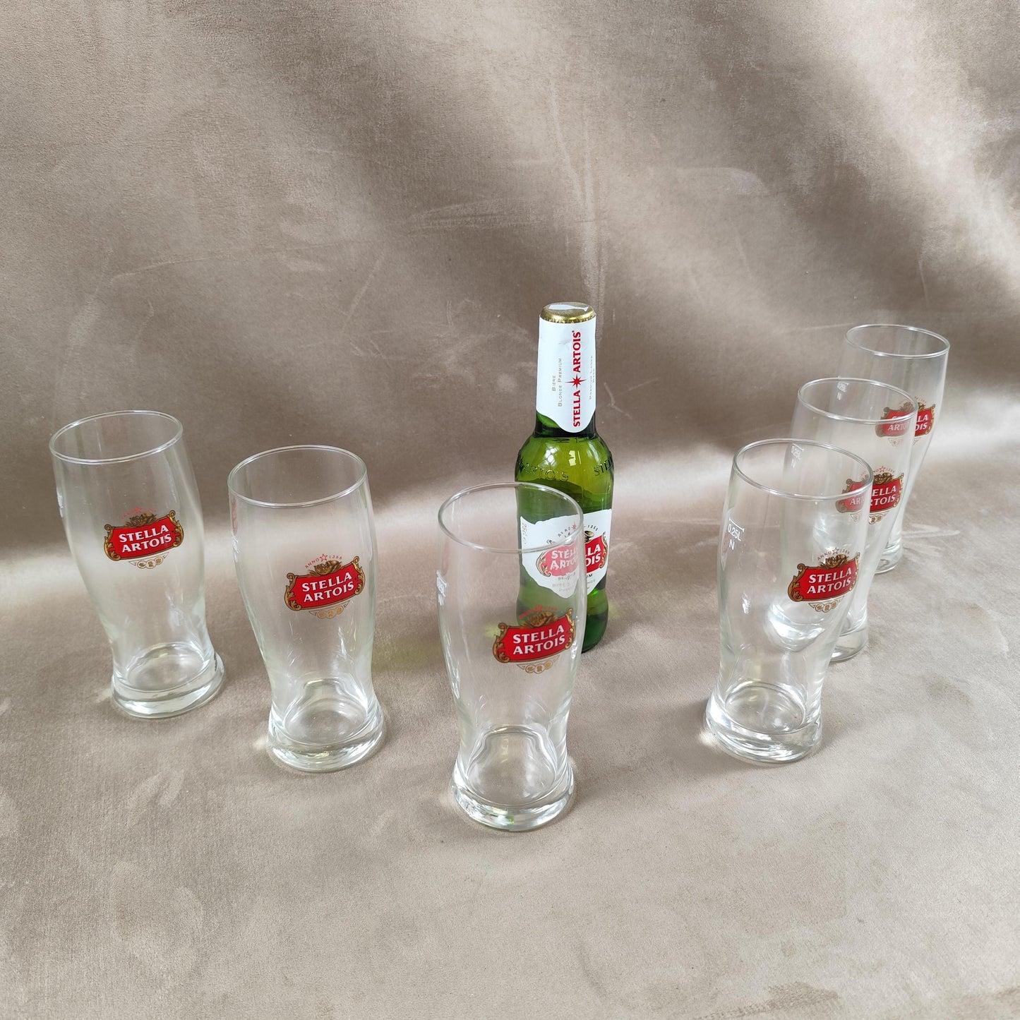 Lot de 6 verres à bière Stella Artois en verre Made in France Vintage 1980