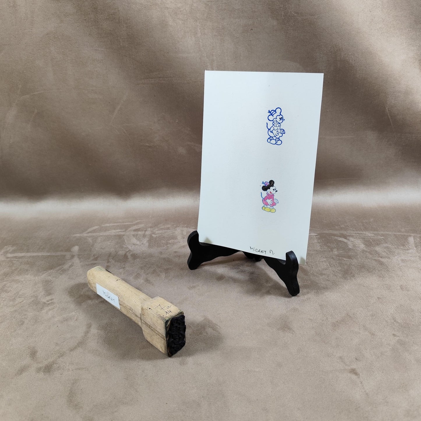 RARE Tampon Walt Disney par BEROYE en bois et métal en forme Mickey Made in France Vintage 1950