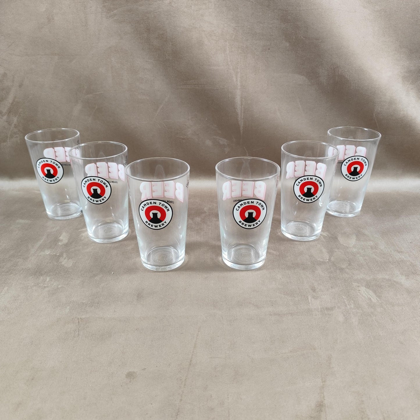 Lot de 6 verres à bière Camden Town en verre Made in France Vintage 2000
