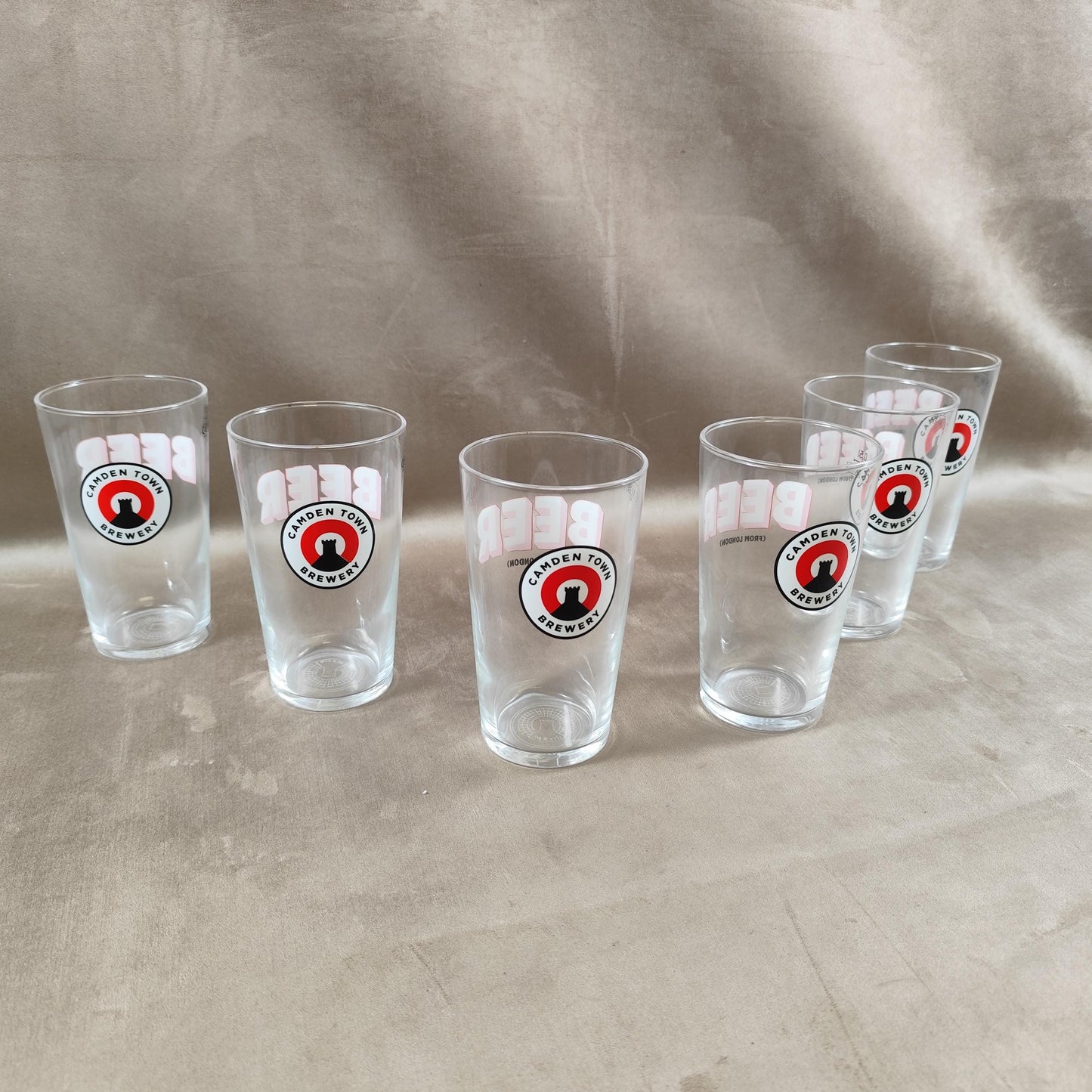 Lot de 6 verres à bière Camden Town en verre Made in France Vintage 2000