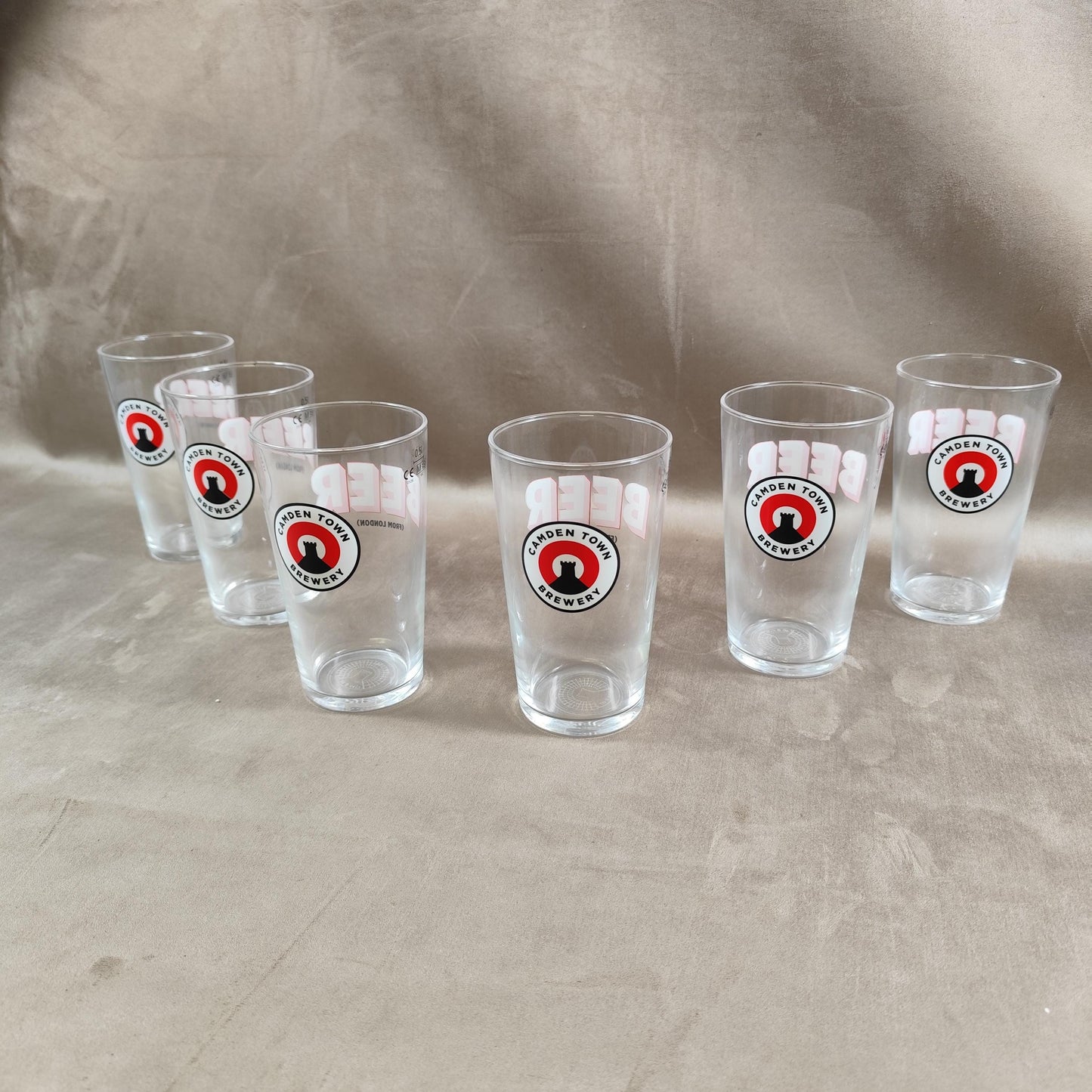 Lot de 6 verres à bière Camden Town en verre Made in France Vintage 2000