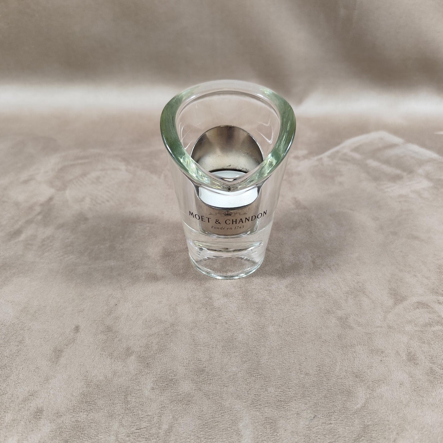 RARE Bougeoir ou photophore Champagne Moet & Chandon en verre Made in France Vintage 1980