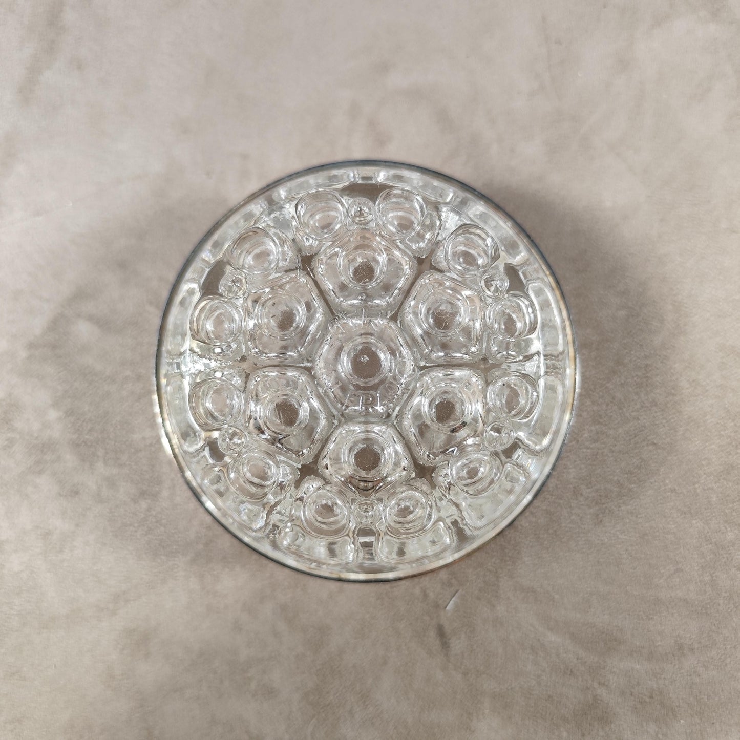 Pique-fleurs en verre et métal argenté Poinçon d'orfèvre Made in France Vintage 1970