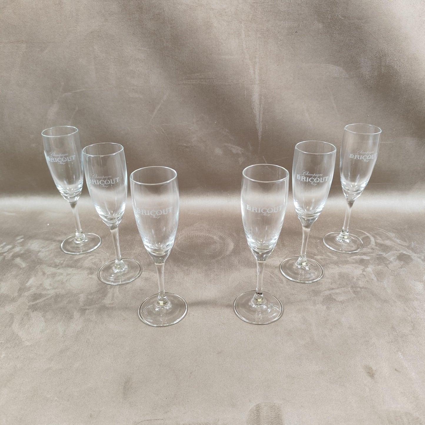 Lot de 6 flutes Champagne Bricout Made in France Vintage 1970