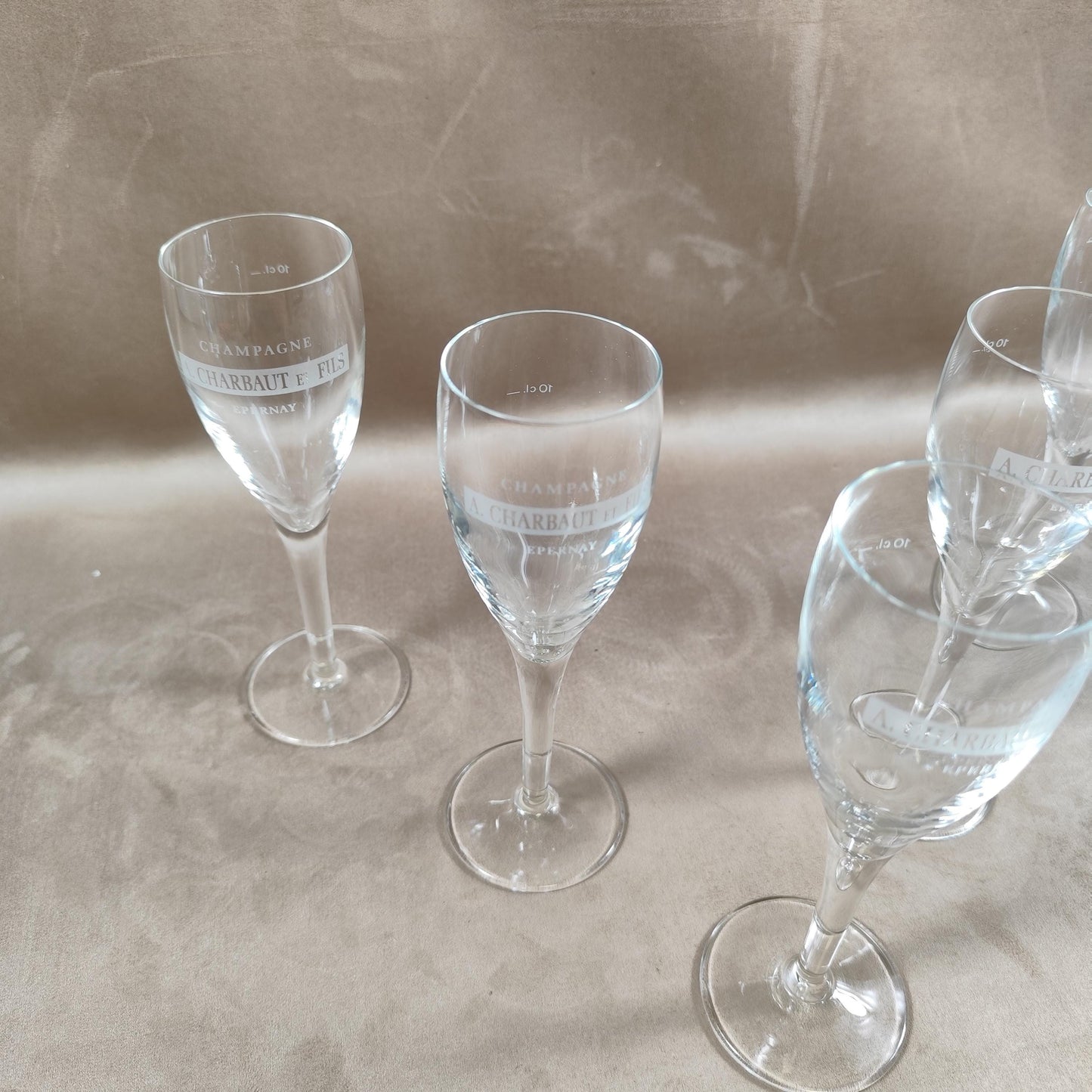 Lot de 6 flutes Champagne A.Charbaut en cristal vintage Made in France 1970