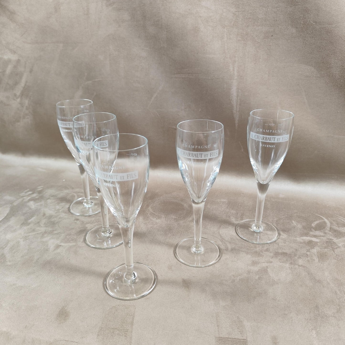 Lot de 6 flutes Champagne A.Charbaut en cristal vintage Made in France 1970