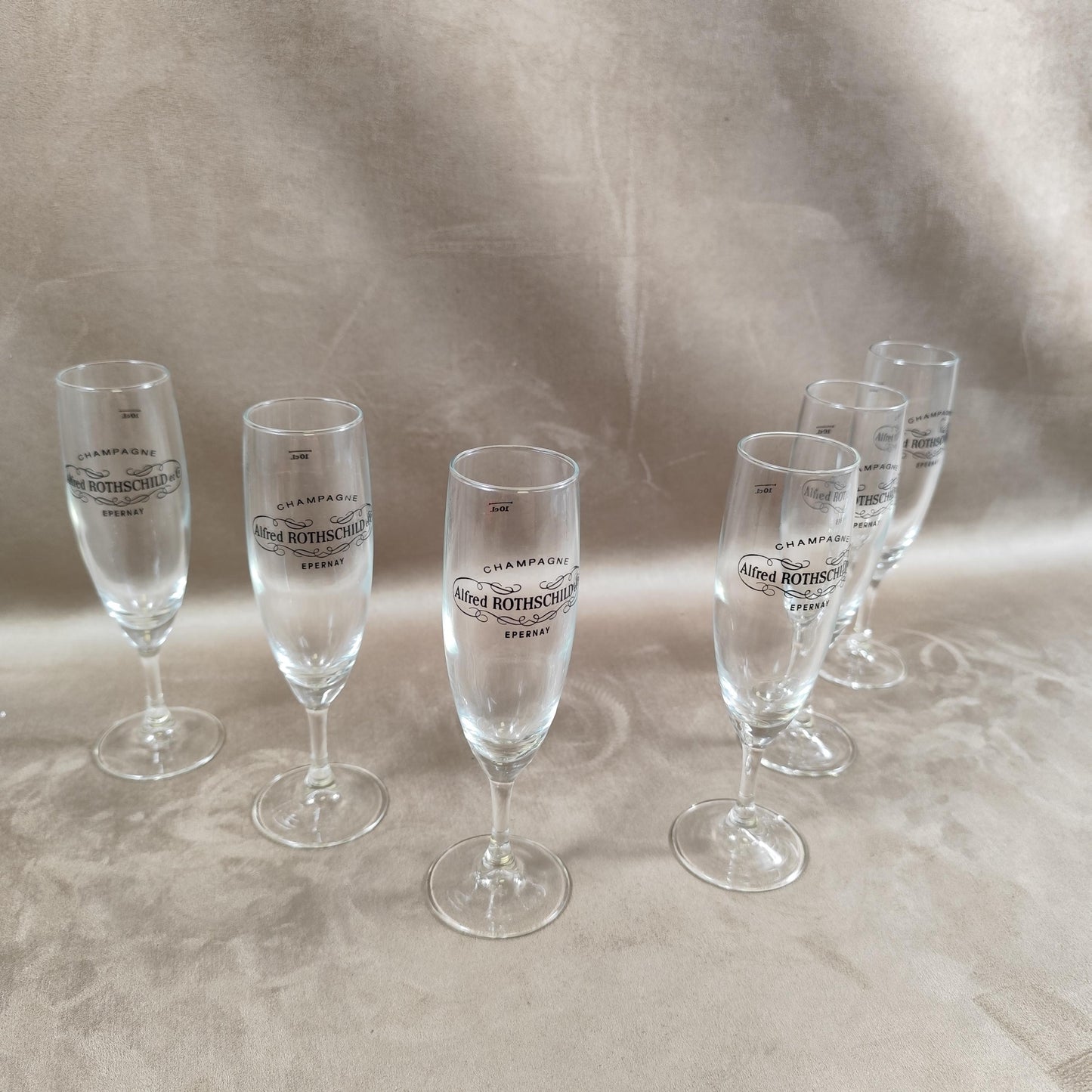 Lot de 6 flutes Champagne Alfred Rothschild en verre vintage Made in France 1980