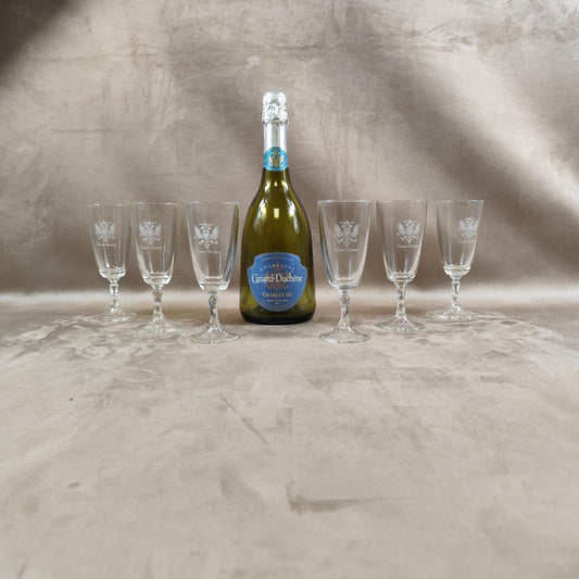 Lot de 6 flutes Champagne Canard Duchêne Made in France Vintage 1970