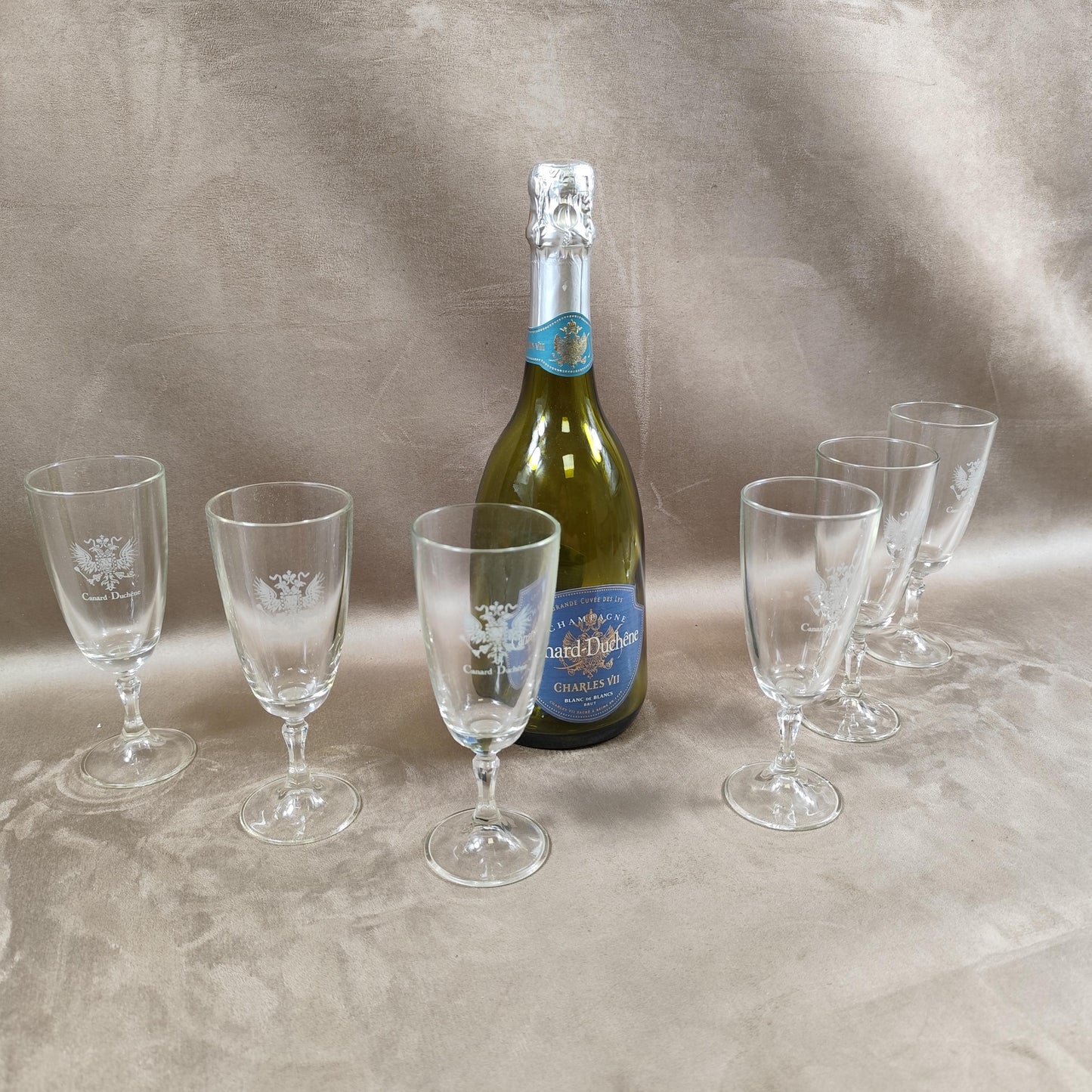 Lot de 6 flutes Champagne Canard Duchêne Made in France Vintage 1970