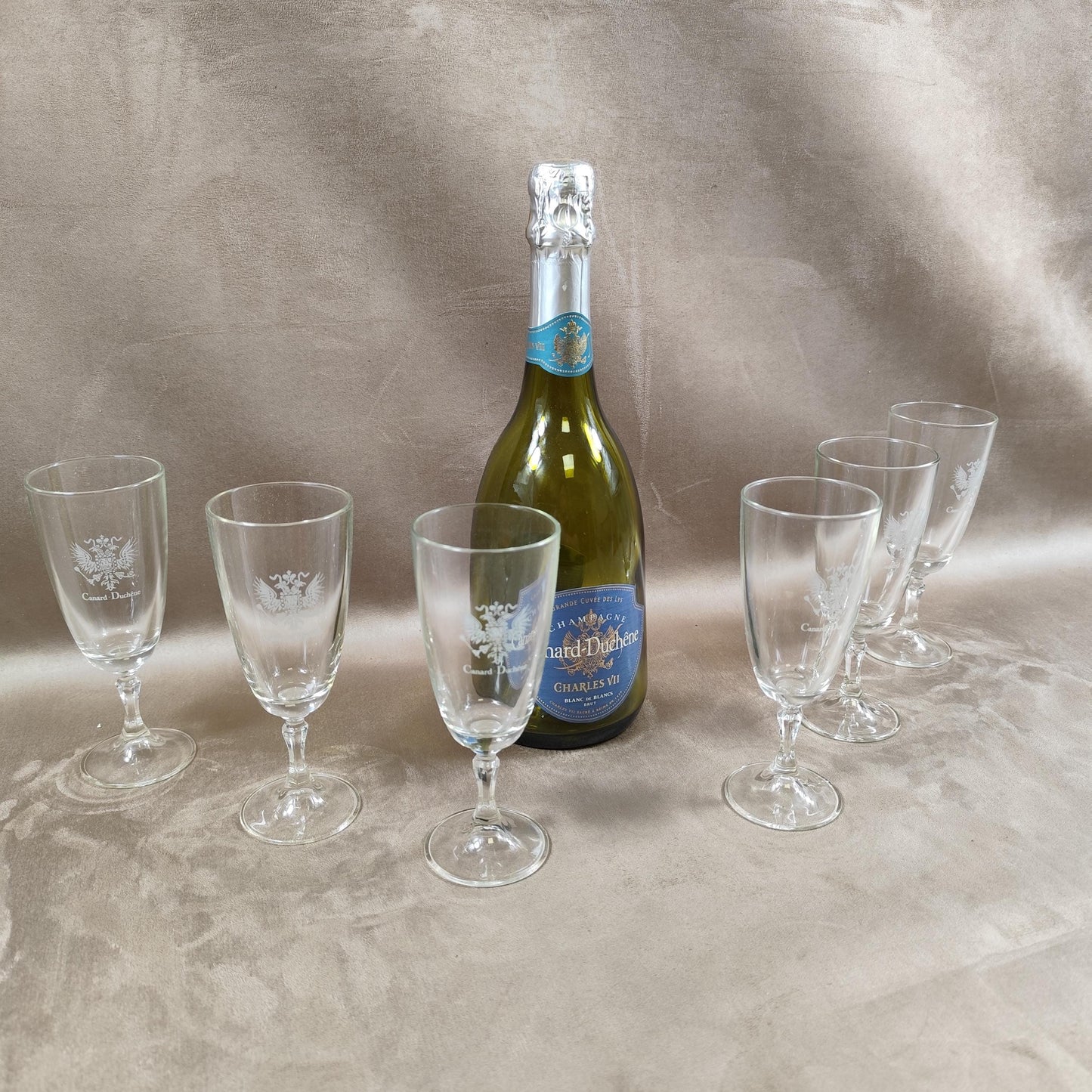 Lot de 6 flutes Champagne Canard Duchêne Made in France Vintage 1970