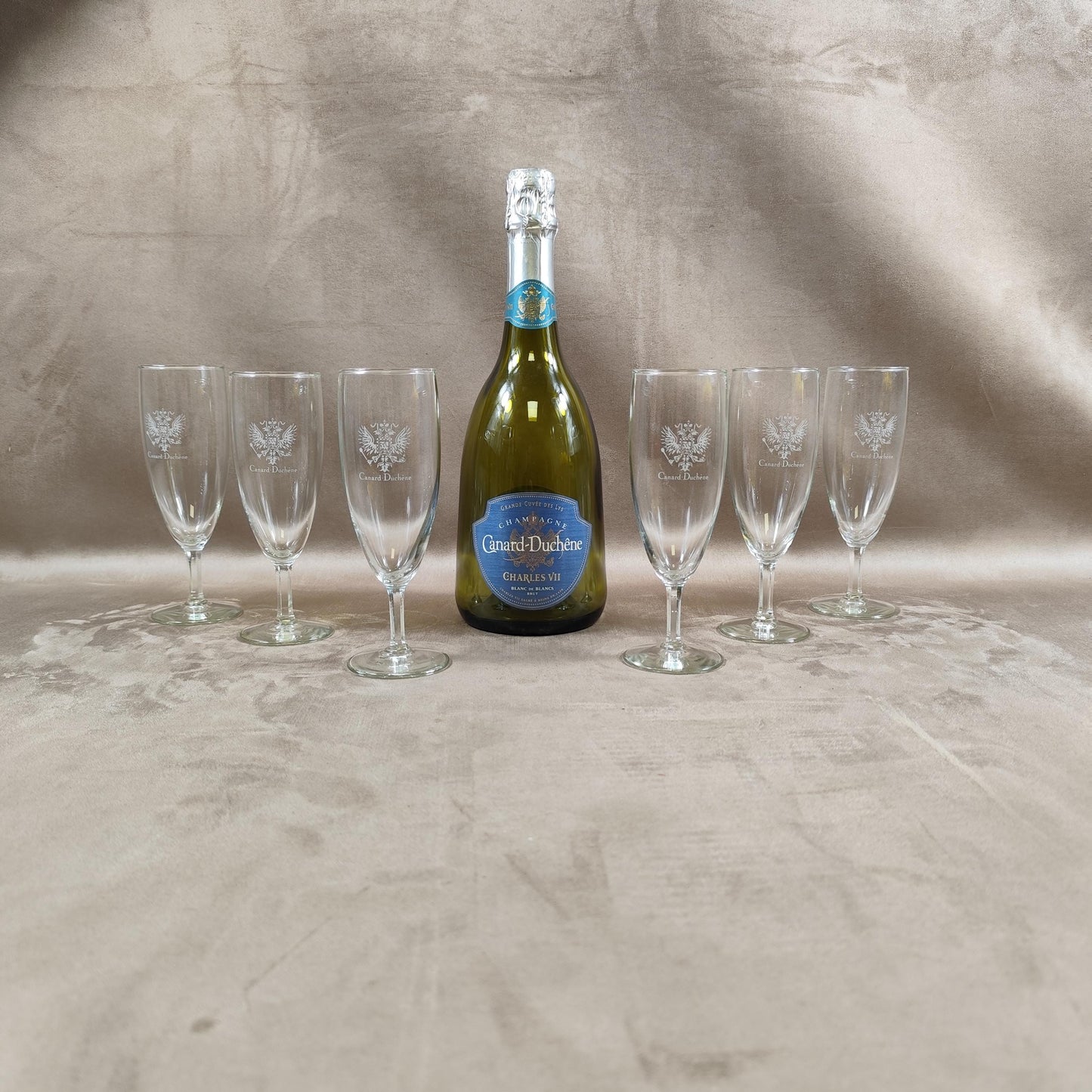 Lot de 6 flûtes Champagne Canard-Duchêne Made in France Vintage 1970