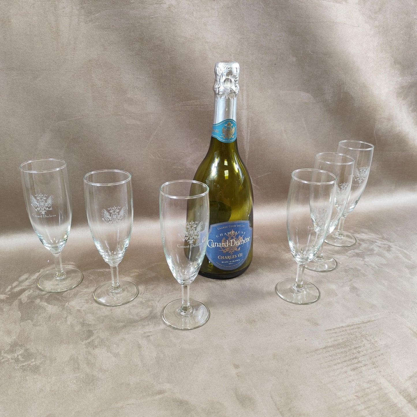 Lot de 6 flûtes Champagne Canard-Duchêne Made in France Vintage 1970