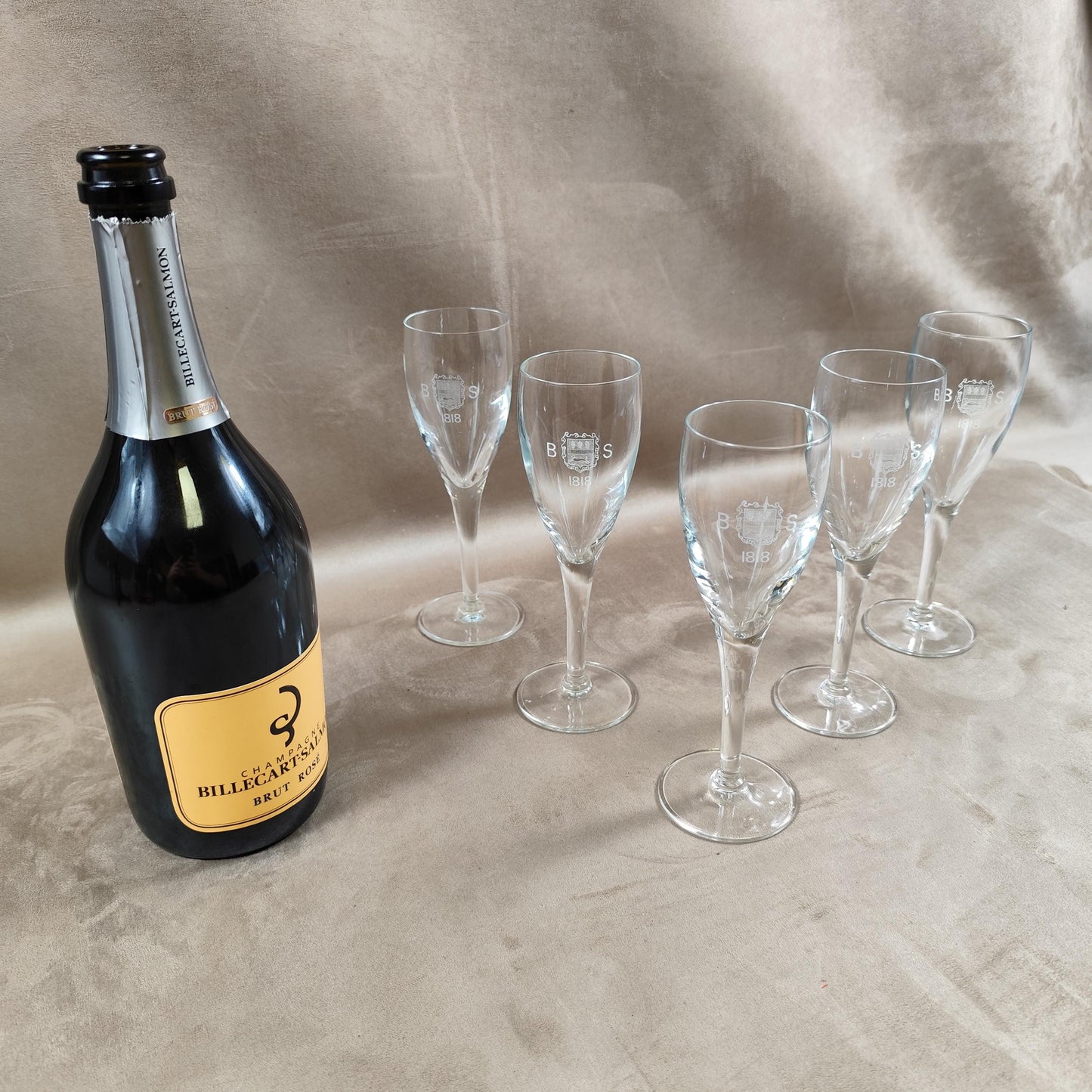 Lot de 5 flutes à champagne Billecart Salmon Made in France Vintage 1980