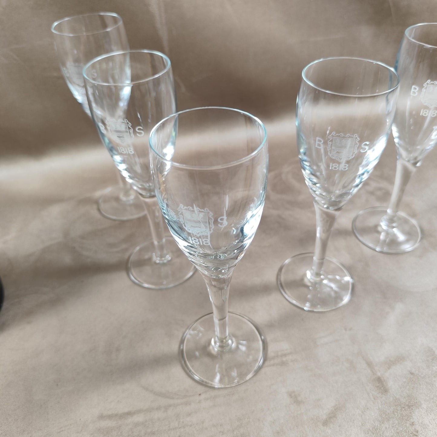 Lot de 5 flutes à champagne Billecart Salmon Made in France Vintage 1980
