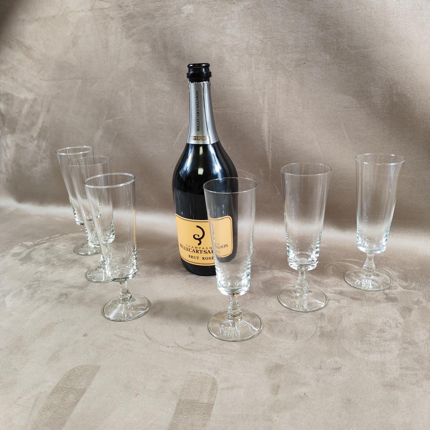 Lot de 6 flutes à Champagne Billecart Salmon Made in France Vintage 1980