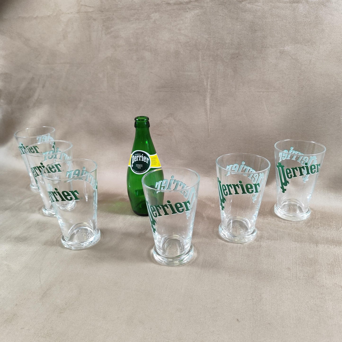 Lot 6 verres Perrier eau gazeuse Made in France Vintage 1980
