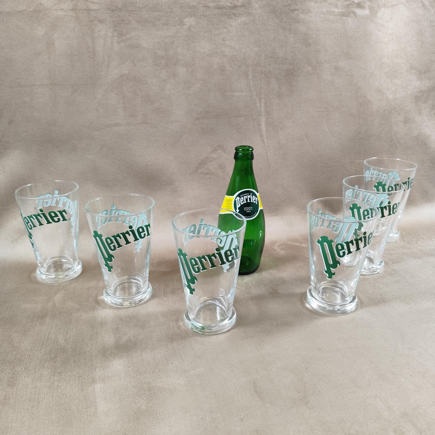 Lot 6 verres Perrier eau gazeuse Made in France Vintage 1980