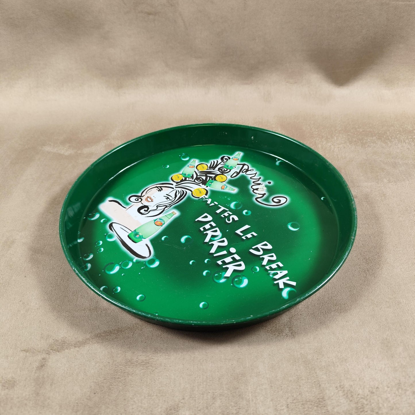 Plateau de Service en métal Perrier eau gazeuse Made in France Vintage 1980