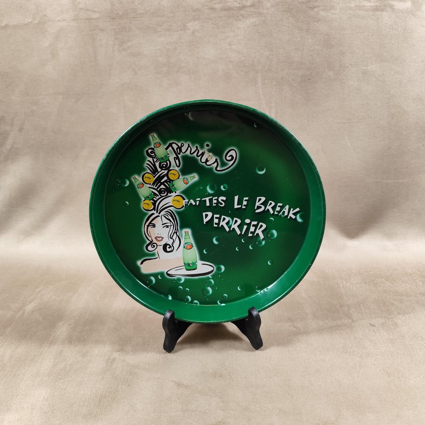 Plateau de Service en métal Perrier eau gazeuse Made in France Vintage 1980