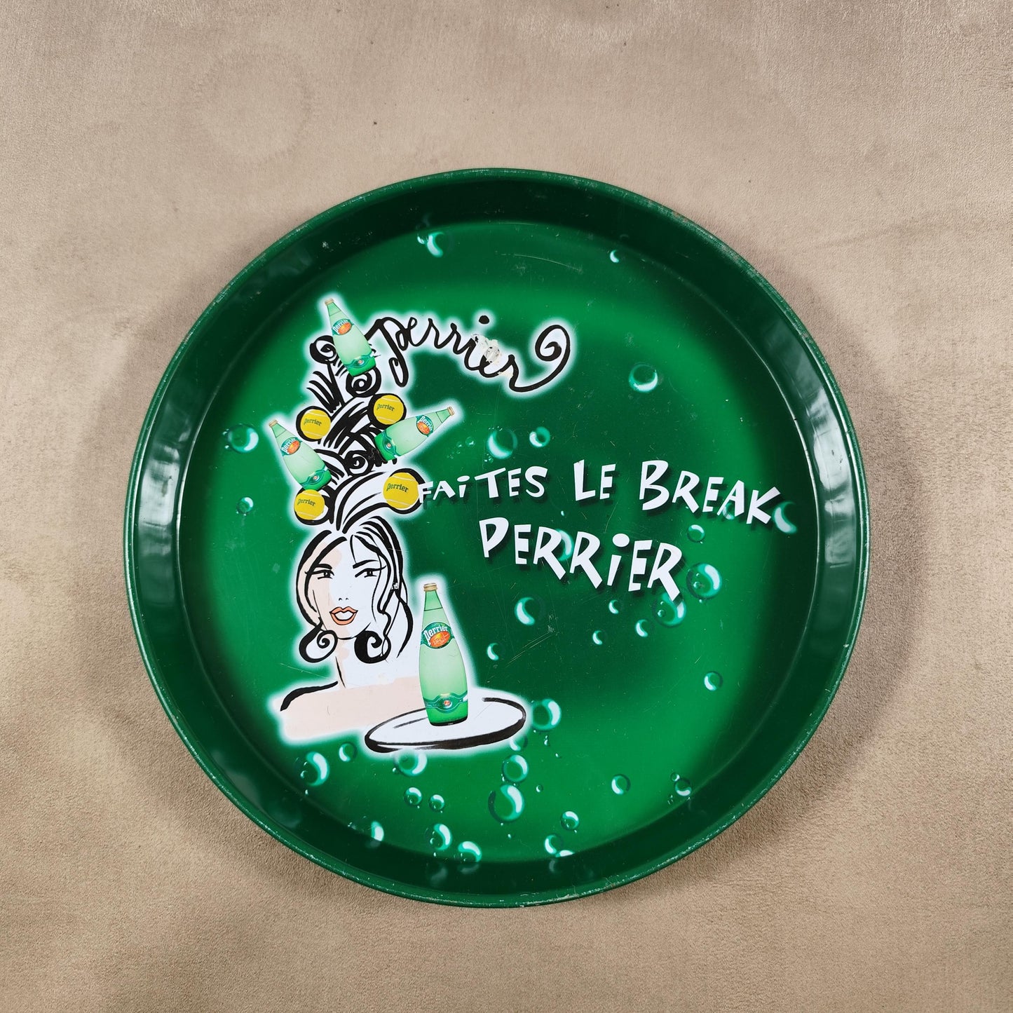 Plateau de Service en métal Perrier eau gazeuse Made in France Vintage 1980