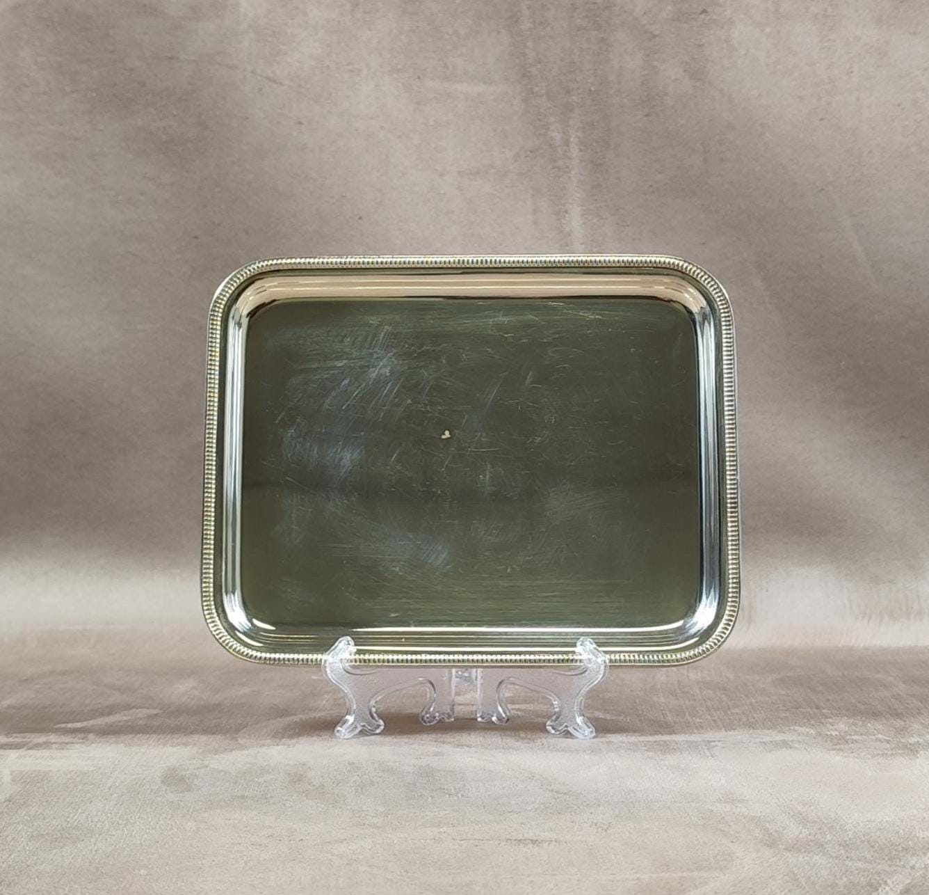 Plateau en Métal Argenté avec Poinçon d'Orfèvre Made in France Vintage 1900