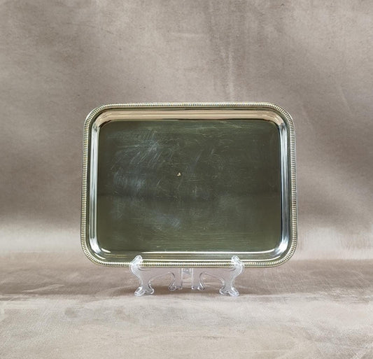 Plateau en Métal Argenté avec Poinçon d'Orfèvre Made in France Vintage 1900