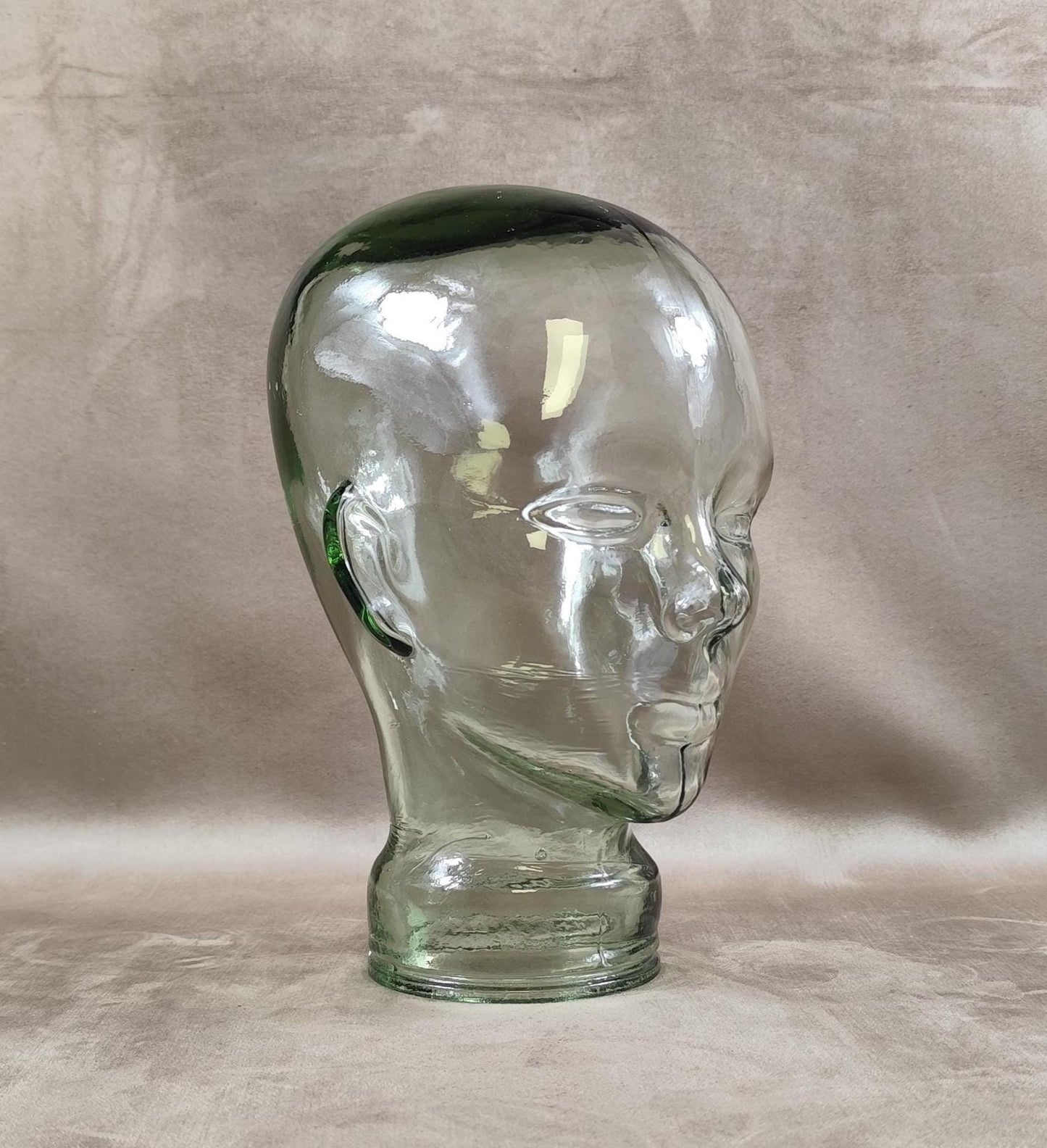 VERY RARE Tête Marotte Porte Chapeau en verre Made in France Vintage 1900