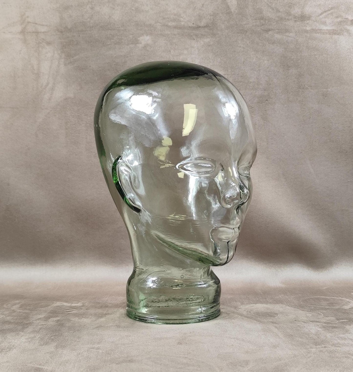 VERY RARE Tête Marotte Porte Chapeau en verre Made in France Vintage 1900