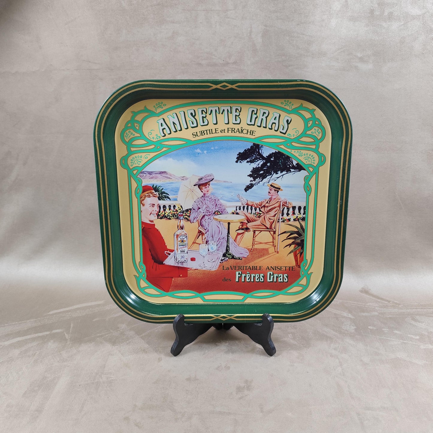 Plateau de Service Anisette Gras en métal Made in France Vintage 1980