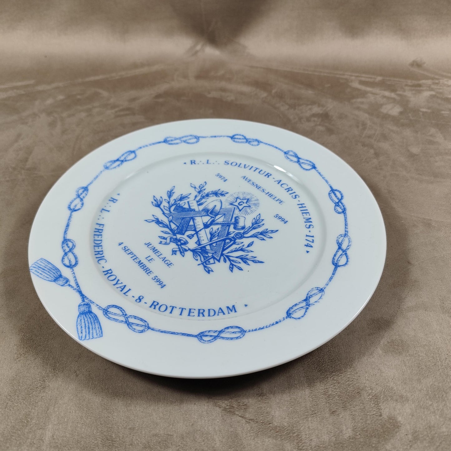 Assiette ancienne Maçonnique Jumelage Made in France Vintage 1994