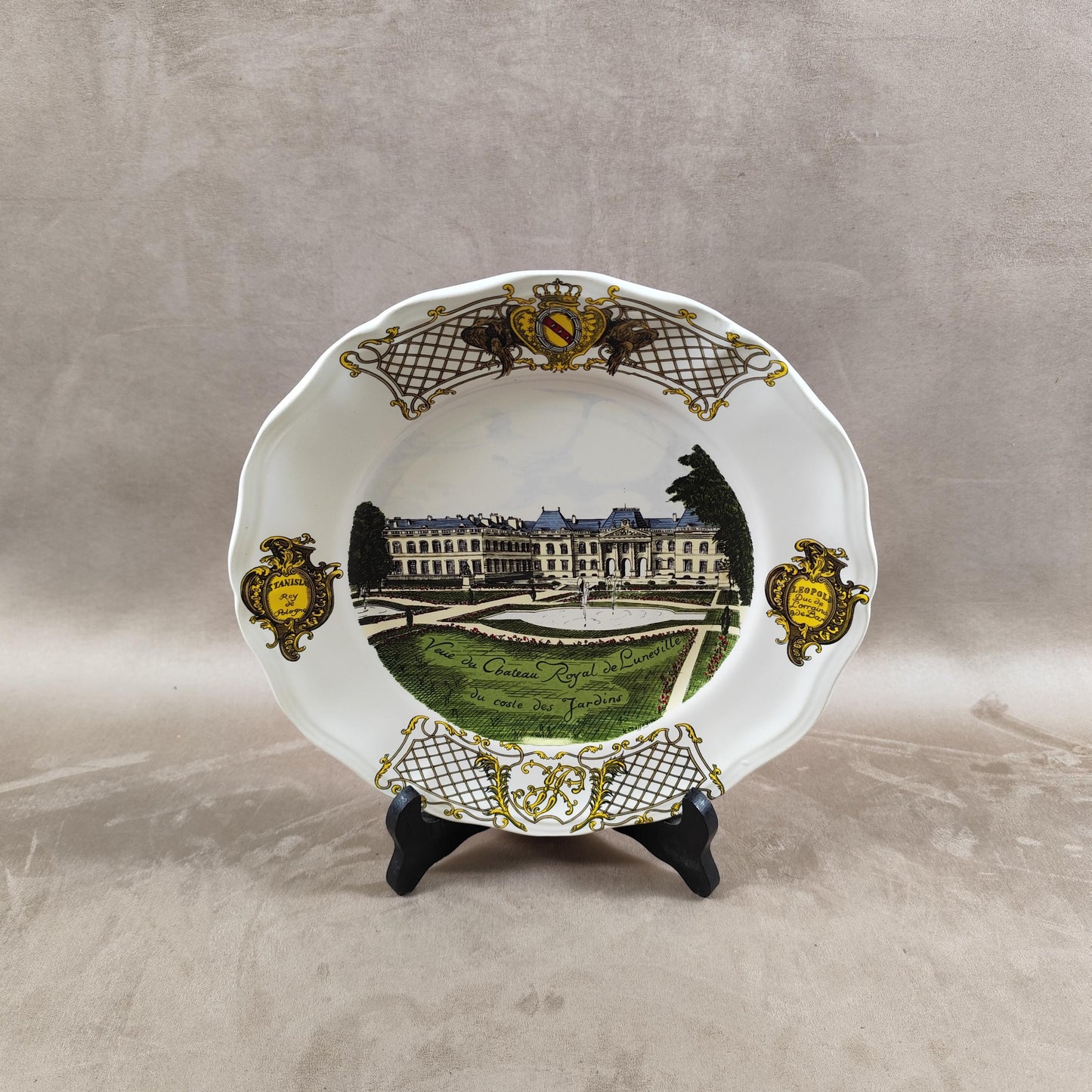 Assiette ancienne vue du Chateau de Luneville par Keller et Guerin Made in France Vintage 1980